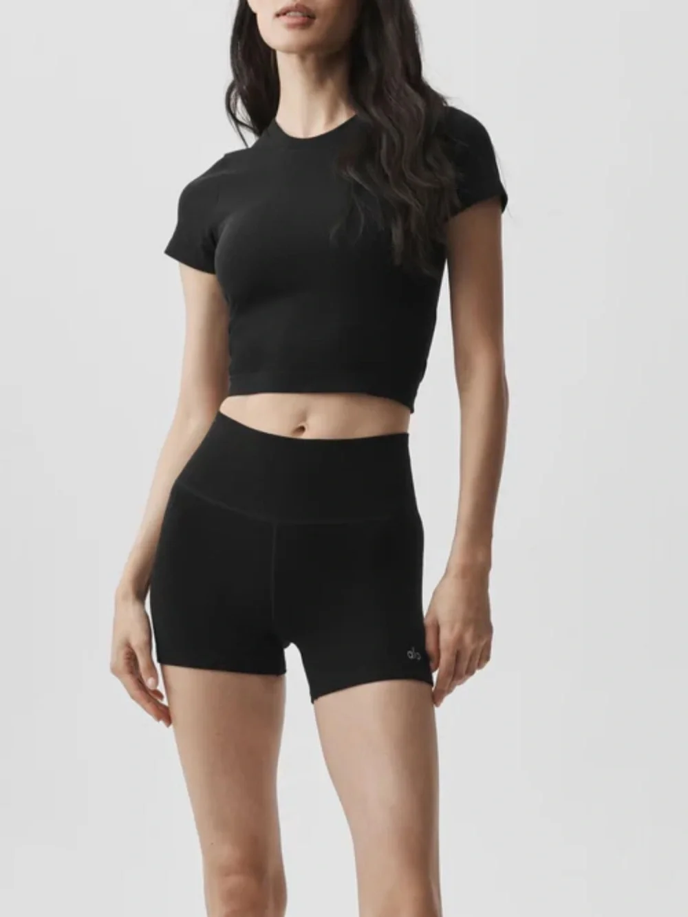 ALO NWOT High-Waist Black Ribbed Women’s Active Shorts